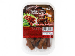 Снеки к пиву: Сурские гренки Баварские колбаски (100 гр)